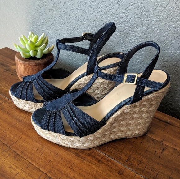 American Eagle Outfitters Shoes - American Eagle Denim Espadrille Wedges